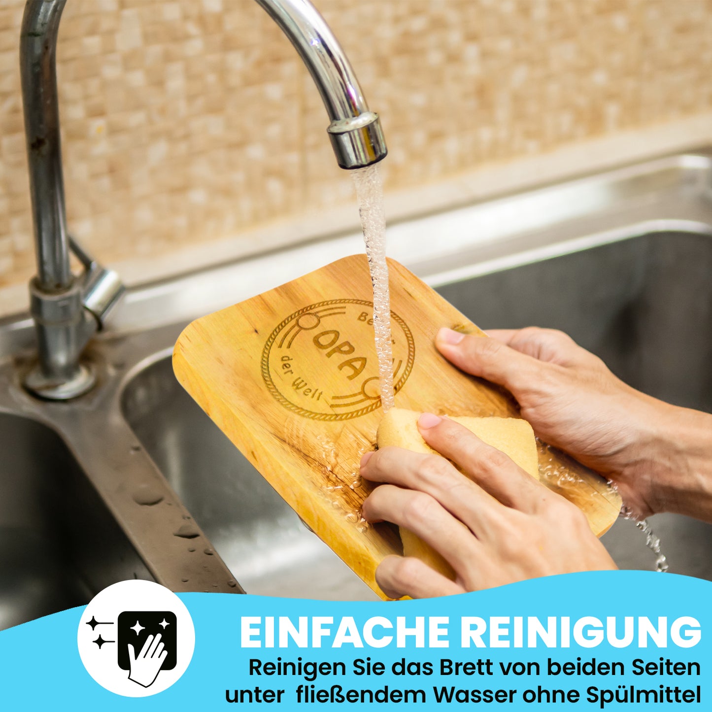 Schneidebrett inklusive Messer mit Gravur “Bester Opa der Welt"