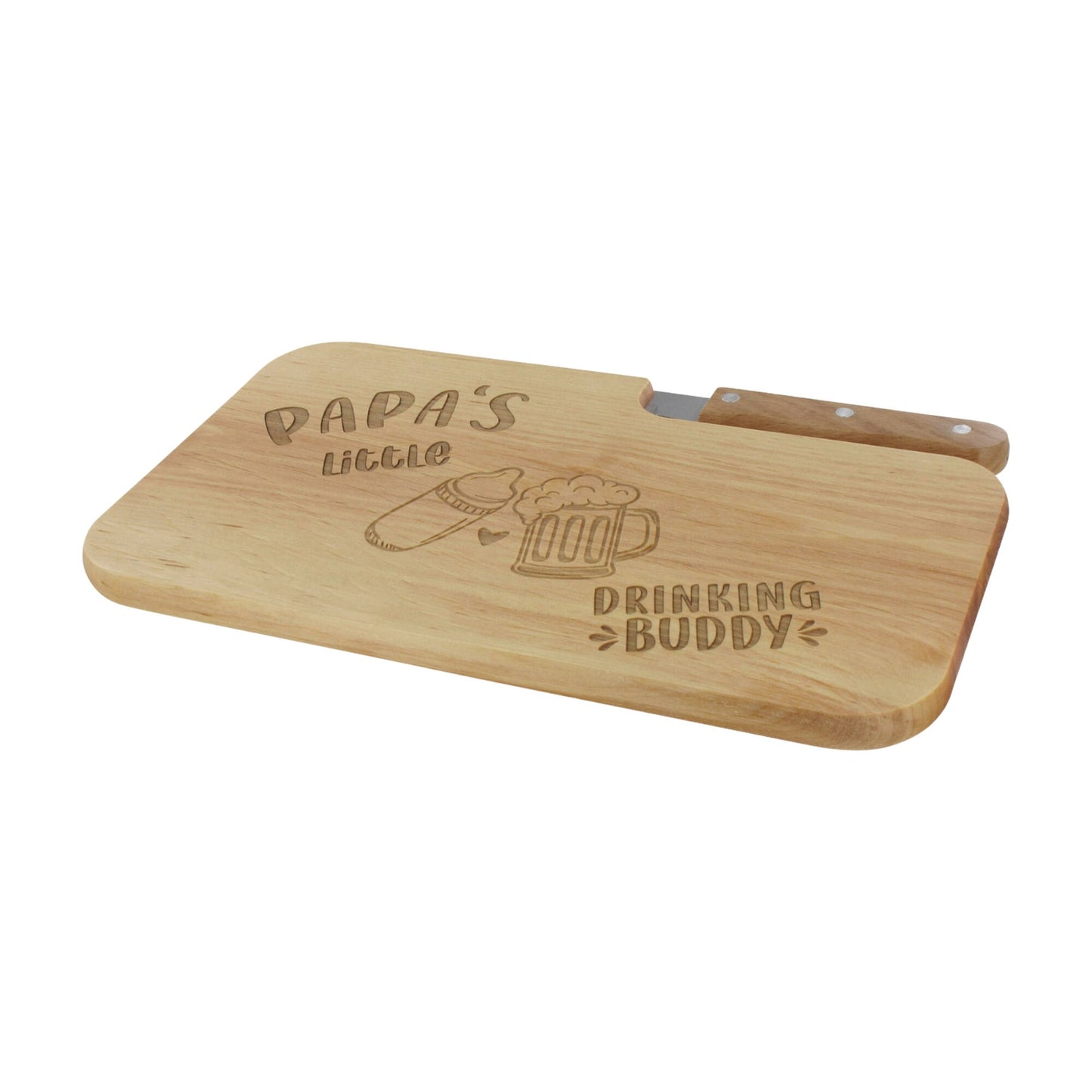 Brotzeitbrett Holz mit Gravur “Papa's little drinking buddy” - Schneidebrett Frühstücksbrettchen Jausenbrett - Geschenke für Papa, Vatertag