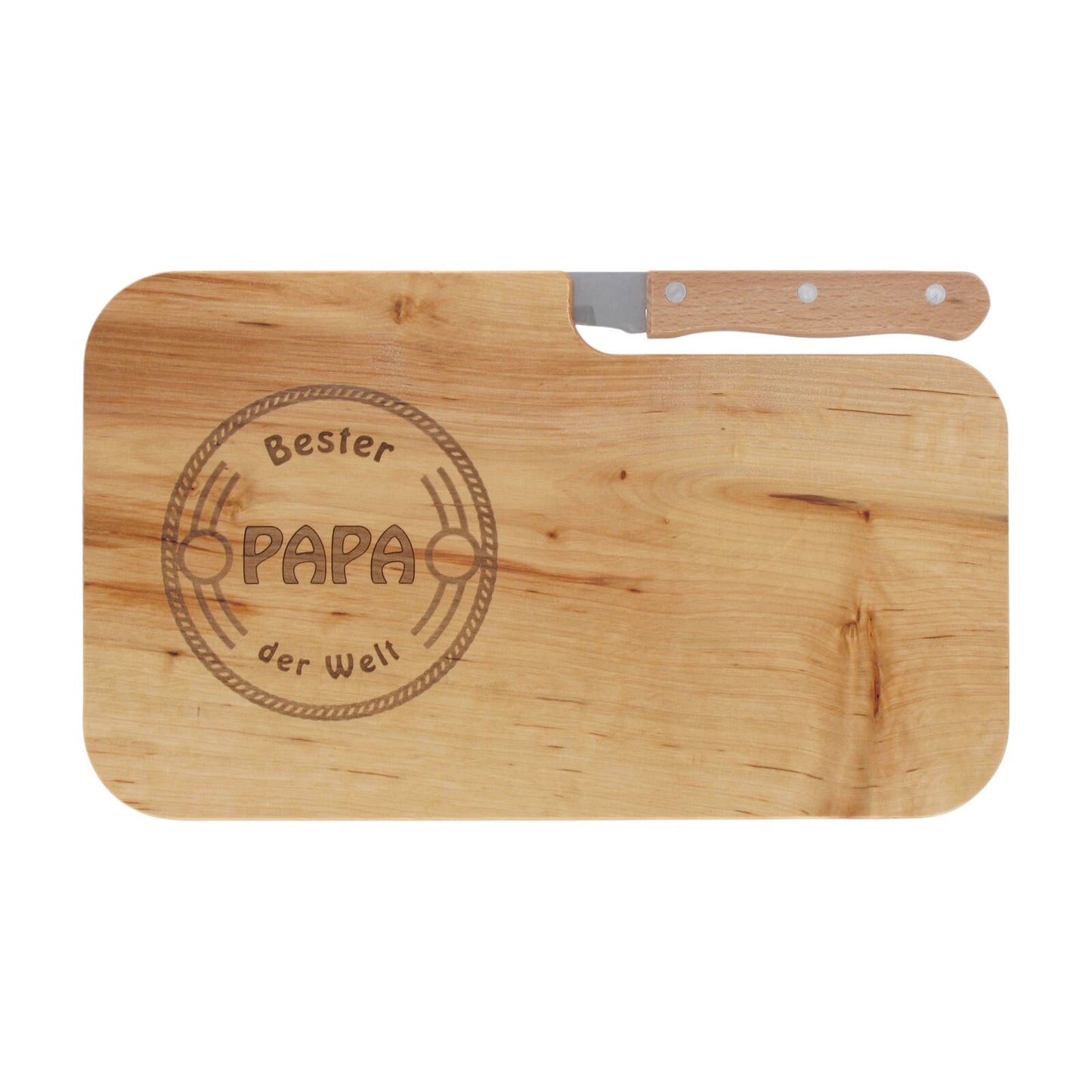 Brotzeitbrett Holz mit Gravur “Bester Papa der Welt ” - Schneidebrett Frühstücksbrettchen Jausenbrett - Geschenke für Papa, Männer, Vatertag