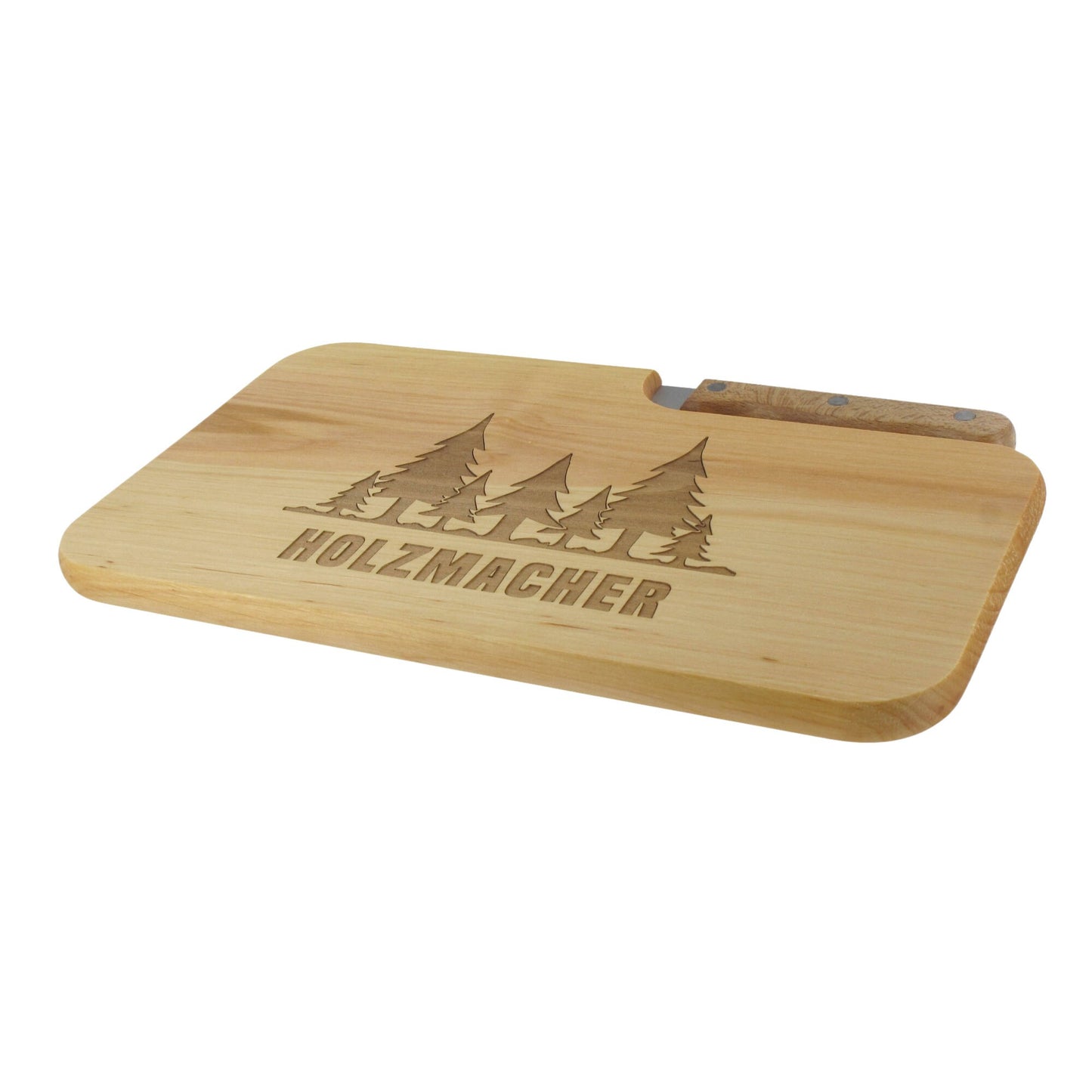 Messerbrett mit Gravur Holzmacher, Geschenk Männer, Schneidbrett Holz, Geschenkidee für Holzfäller, Brotzeitbrett mit Messer, Jausenbrett