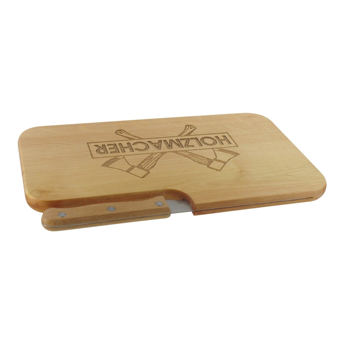 Messerbrett mit Gravur Holzmacher, Geschenk Männer, Schneidbrett Holz, Geschenkidee für Holzfäller, Brotzeitbrett mit Messer, Jausenbrett