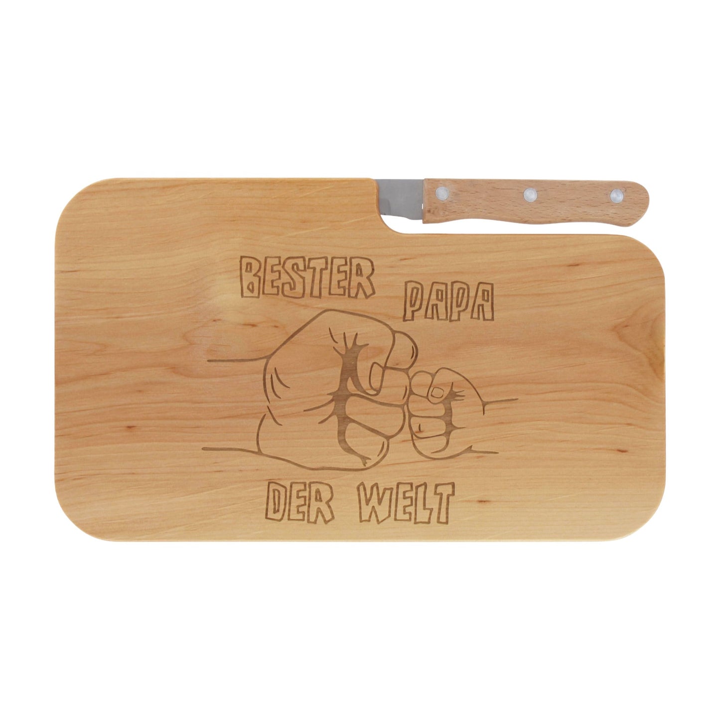 Brotzeitbrett Holz mit Gravur “Bester Papa der Welt ” - Schneidebrett Frühstücksbrettchen Jausenbrett - Geschenke für Papa, Männer, Vatertag